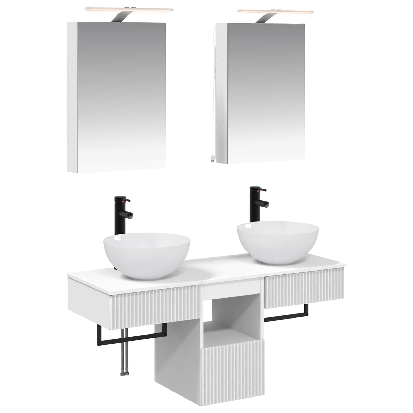 Badeværelsesskabsæt 5 stk Hvid 40 x 10,5 x 60,5 cm