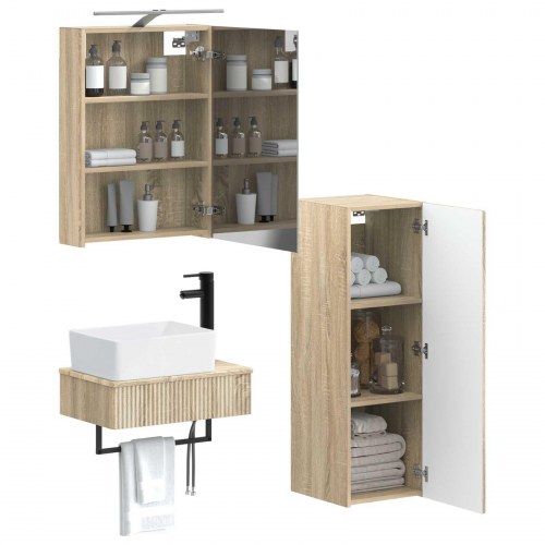 Badeværelsesskabsæt 4 stk Sonoma-eg 50 x 14,5 x 70 cm