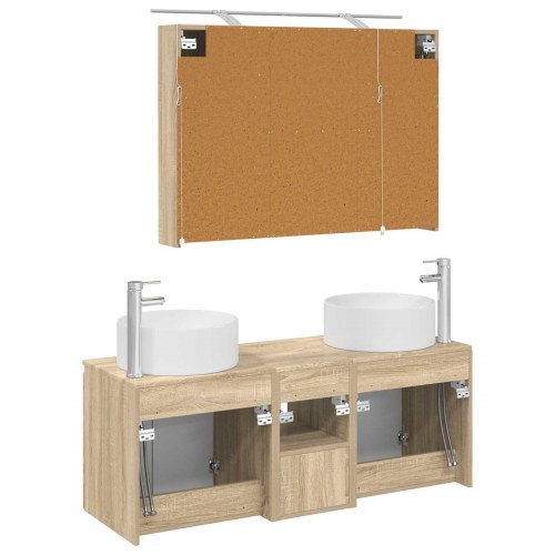 Badeværelsesskabsæt 4 stk Sonoma-eg 100 x 14,5 x 70 cm