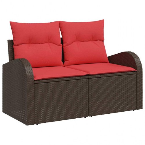 Havesofa Sæt med pude med opbevaring 6 stk Brun Poly Rattan