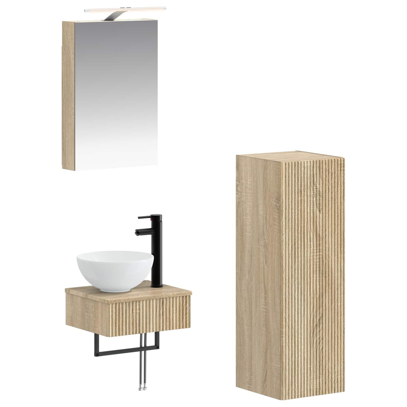 Badeværelsesskabsæt 4 stk Sonoma-eg 40 x 10,5 x 60,5 cm