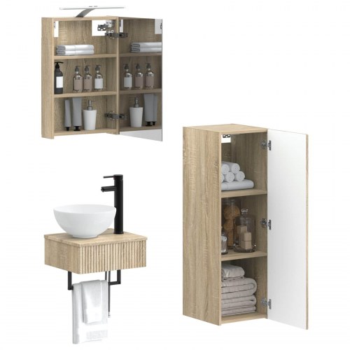 Badeværelsesskabsæt 4 stk Sonoma-eg 40 x 10,5 x 60,5 cm