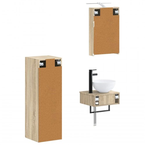 Badeværelsesskabsæt 4 stk Sonoma-eg 40 x 10,5 x 60,5 cm