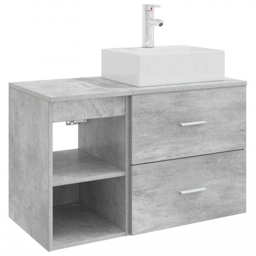 Badeværelsesmøbel sæt 2 stk Betongrå Konstrueret træ