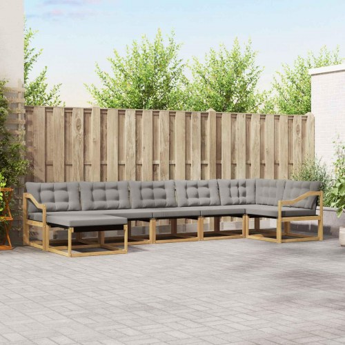 Udendørs sofagruppe 7 stk Hvid og lysegrå 404 x 166,5 x 73 cm