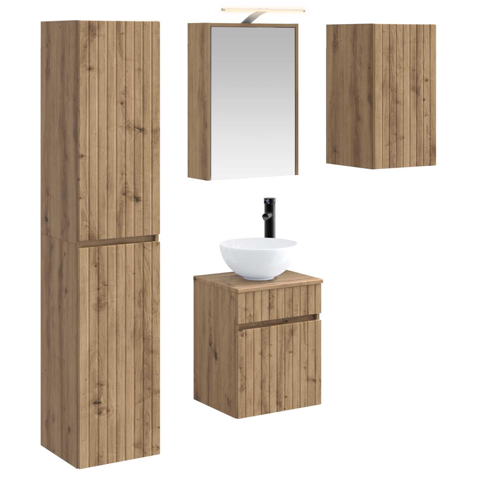 Badeværelsesskabsæt 5 stk Artisan-eg 43 x 16 x 62,5 cm