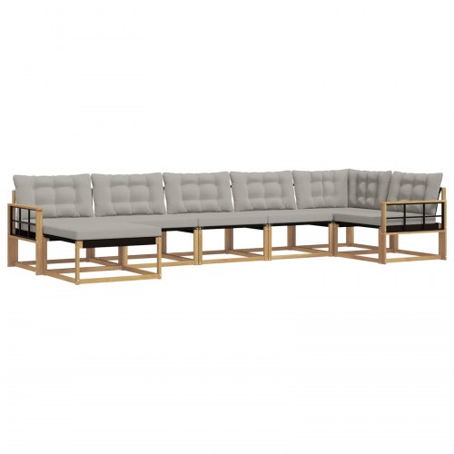 Udendørs sofagruppe 7 stk Hvid og lysegrå 406 x 168,5 x 73 cm