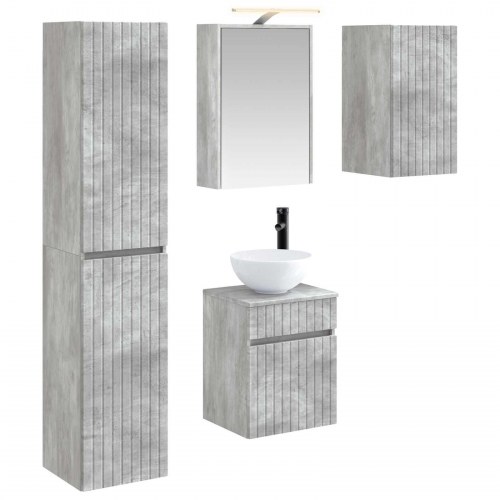 Badeværelsesskabsæt 5 stk Betongrå 43 x 16 x 62,5 cm