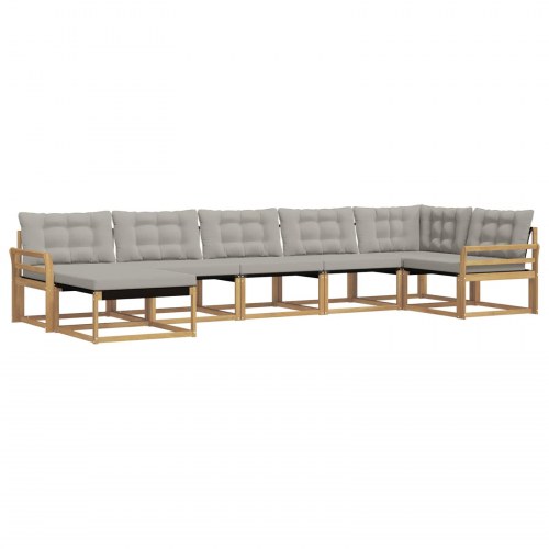 Udendørs sofagruppe 7 stk Hvid og lysegrå 408 x 170,5 x 73 cm
