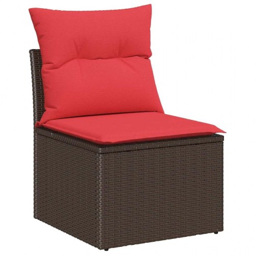 Sofa Sæt med pude med opbevaring 6 stk Brun og Rød polyrattan