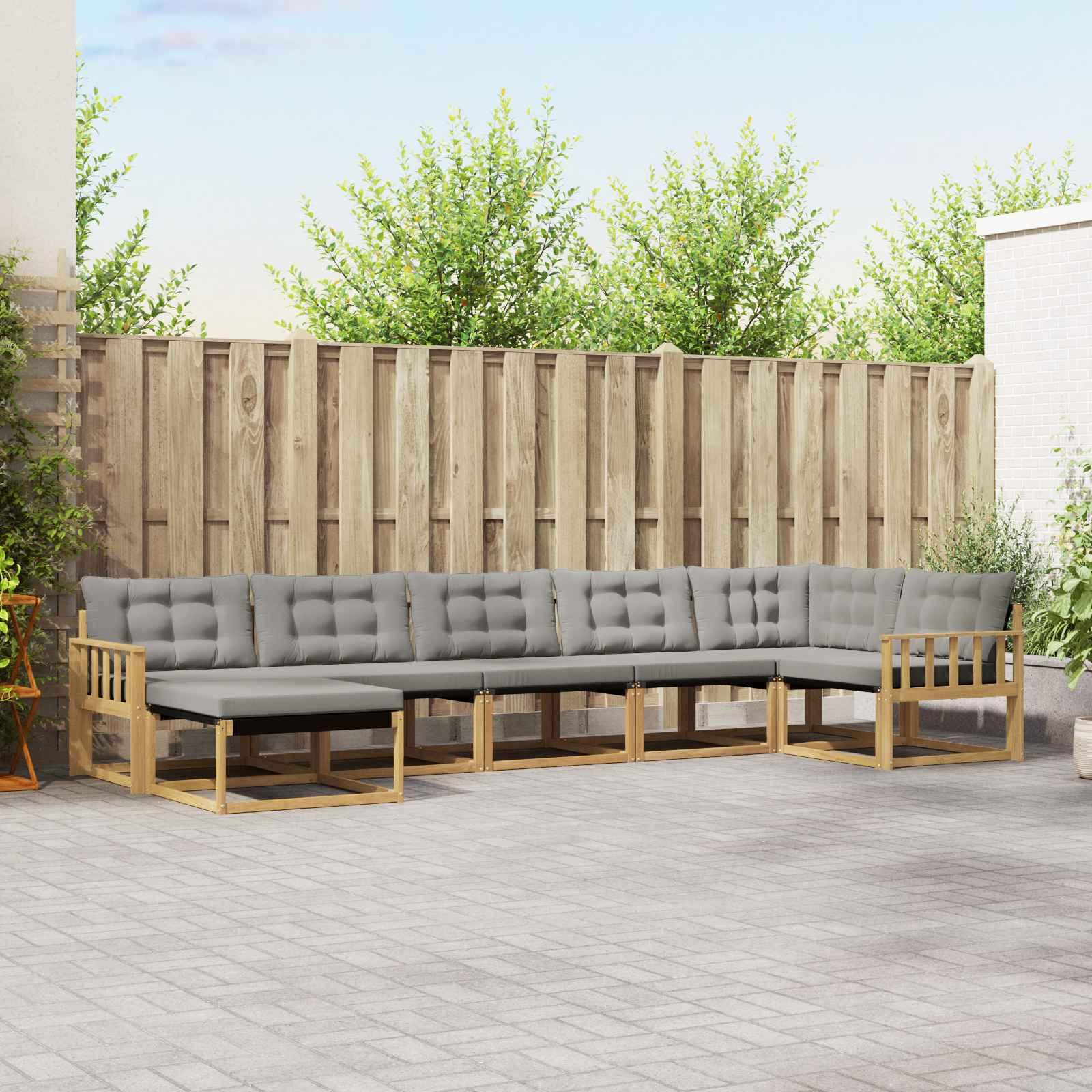 Udendørs sofagruppe 7 stk Hvid og lysegrå 406 x 168,5 x 73 cm