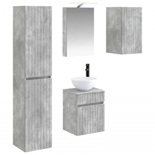 Badeværelsesskabsæt 5 stk Betongrå 40 x 10,5 x 60,5 cm