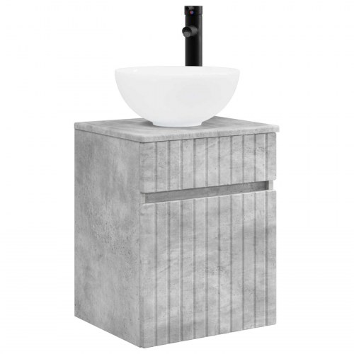 Badeværelsesskabsæt 5 stk Betongrå 40 x 10,5 x 60,5 cm