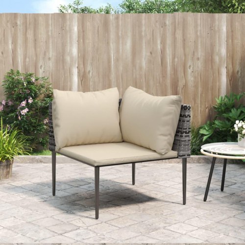 Hjørnemodul til havesofa med hynder polyrattan grå
