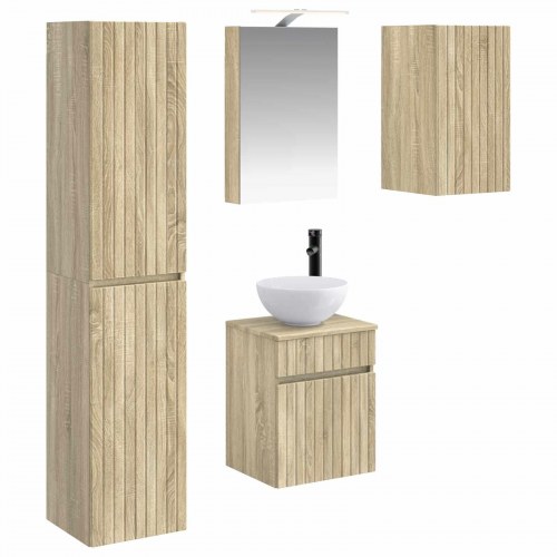 Badeværelsesskabsæt 5 stk Sonoma-eg 40 x 10,5 x 60,5 cm