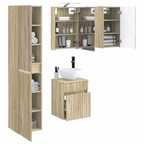Badeværelsesskabsæt 5 stk Sonoma-eg 40 x 10,5 x 60,5 cm