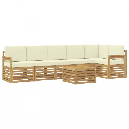 Udendørs sofagruppe 7 stk Hvid og cremefarvet 59 x 59 x 37 cm
