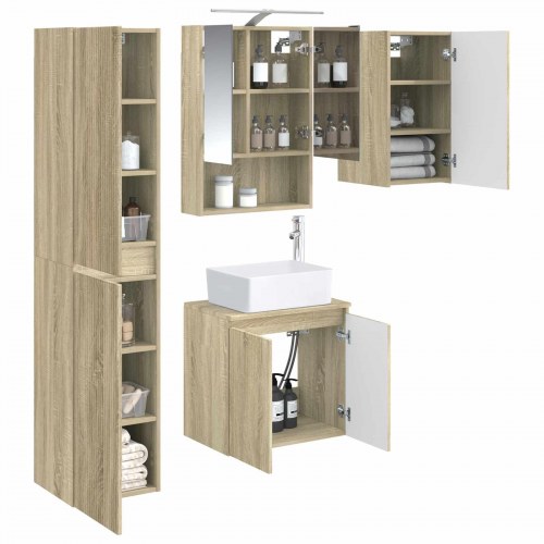 Badeværelsesskabsæt 5 stk Sonoma-eg 50 x 14,5 x 70 cm