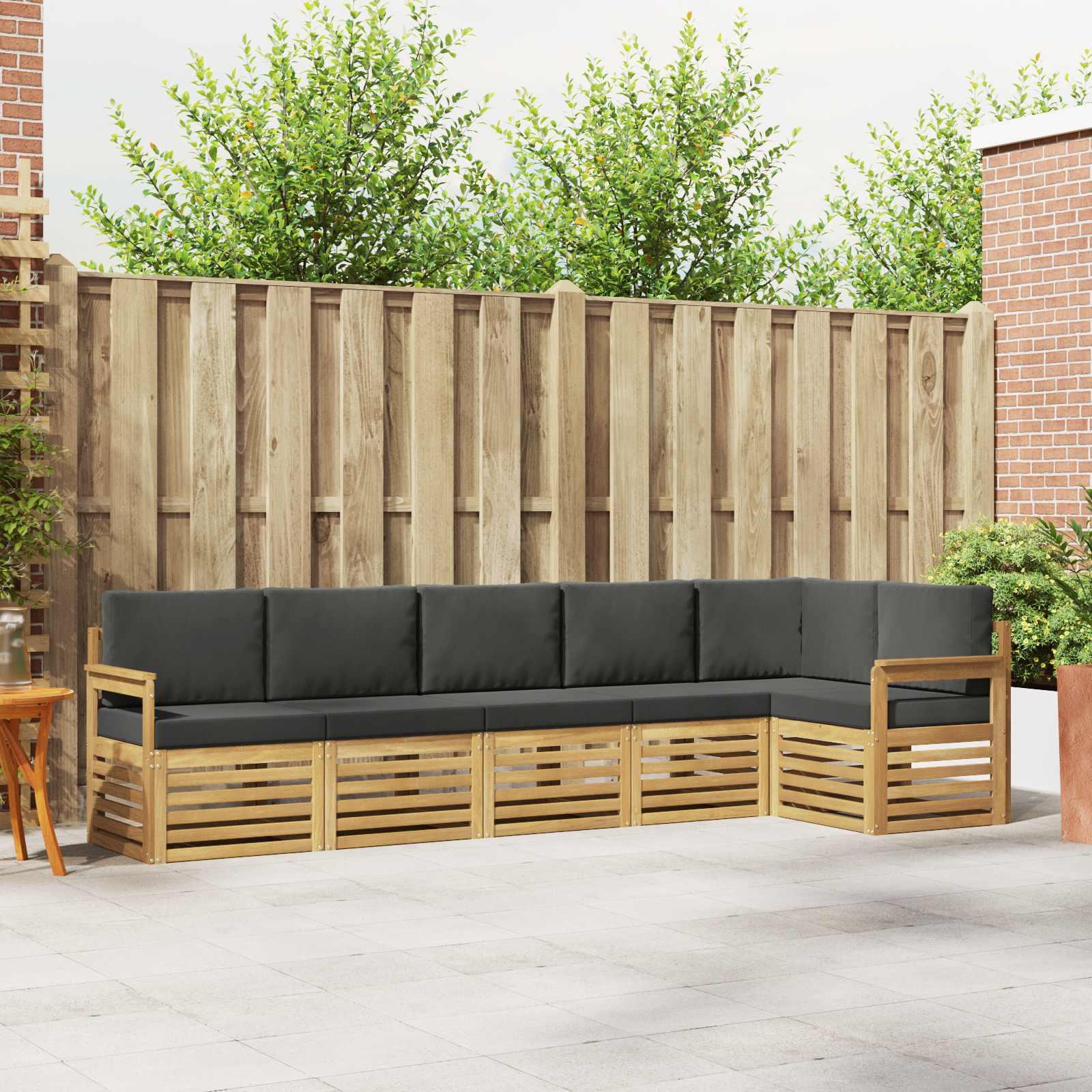 Udendørs sofagruppe 6 stk Hvid og antracit 306 x 128,5 x 73 cm