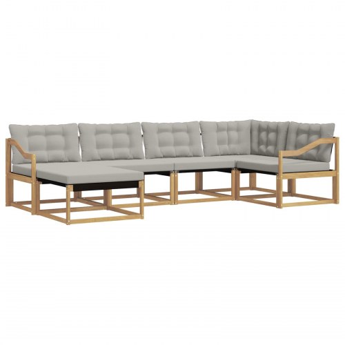 Udendørs sofagruppe 6 stk Hvid og lysegrå 325 x 166,5 x 73 cm