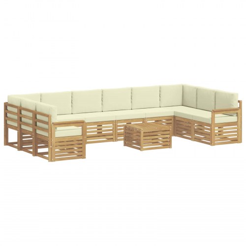 Udendørs sofagruppe 8 stk Hvid og creme 59 x 59 x 37 cm