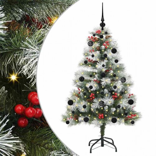 Kunstigt juletræ Grøn og hvid 150 cm PVC og metal og plast
