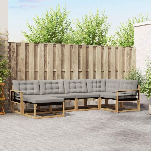 Udendørs sofagruppe 6 stk Hvid og lysegrå 327 x 168,5 x 73 cm