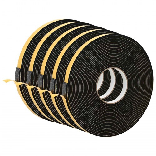Selvklæbende skum tape 5 stk Sort 15mm x 10m CR Skum