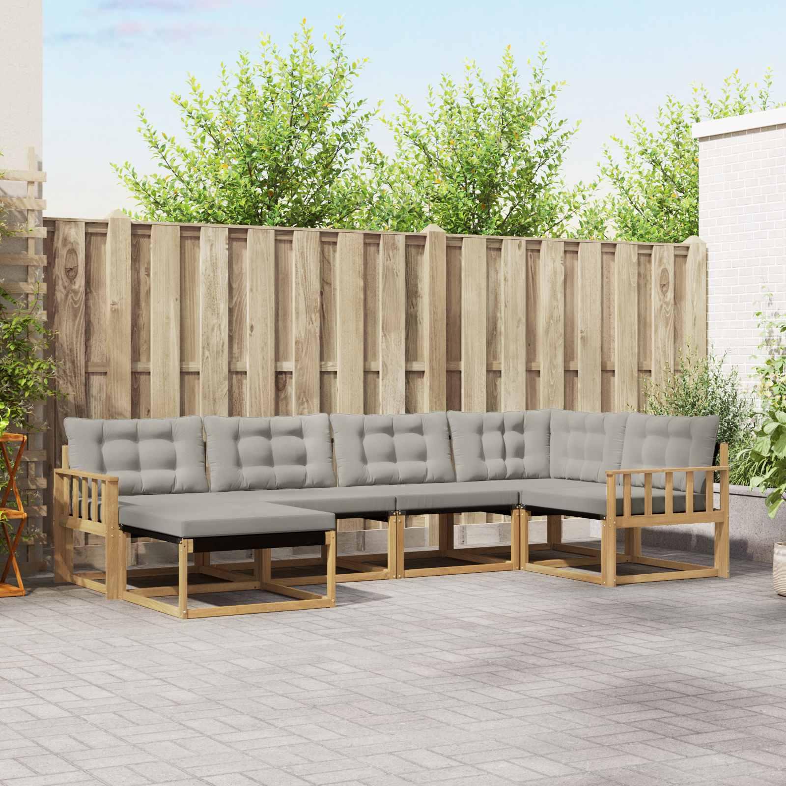Udendørs sofagruppe 6 stk Hvid og lysegrå 327 x 168,5 x 73 cm