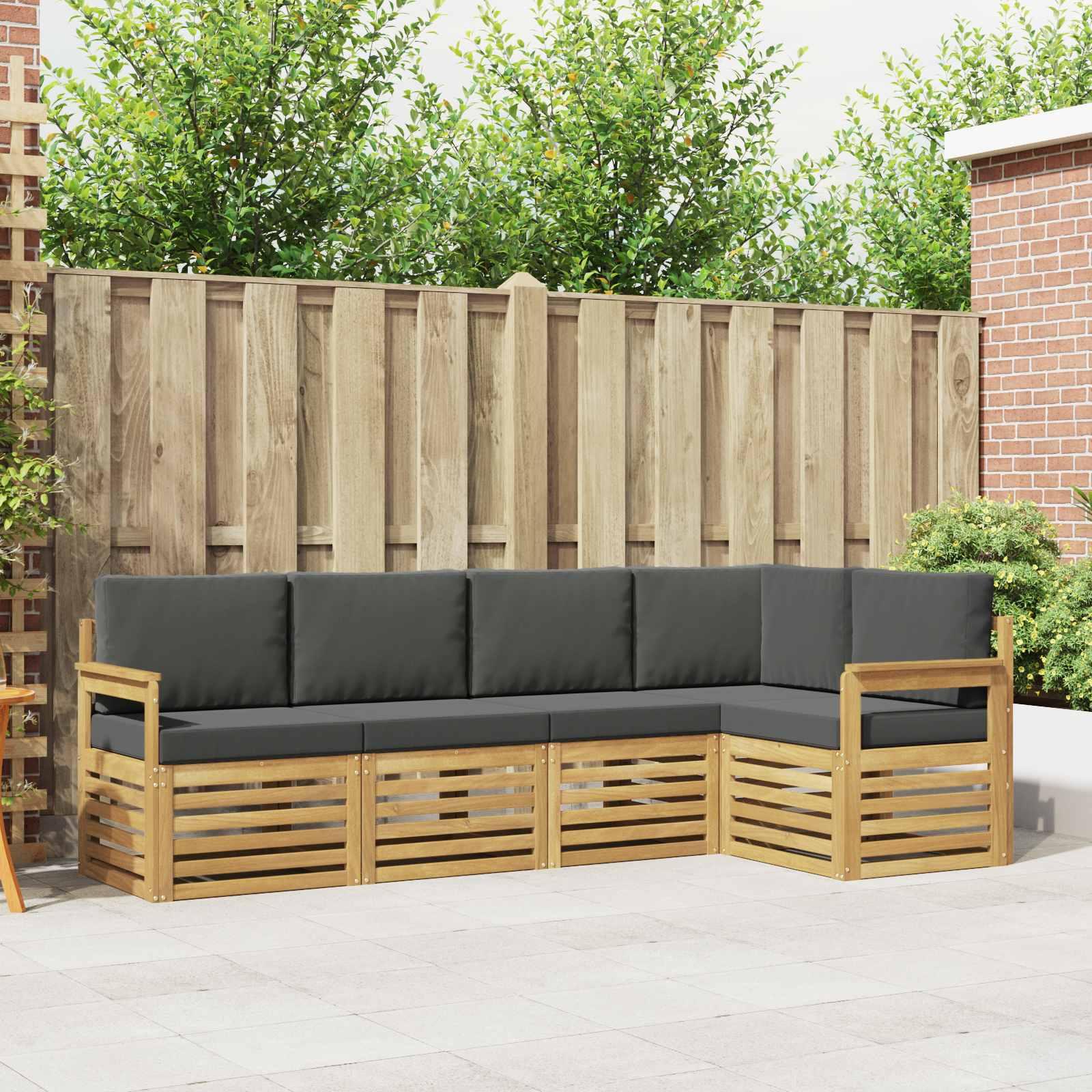 Udendørs sofagruppe 5 stk Hvid og antracit 247 x 128,5 x 73 cm