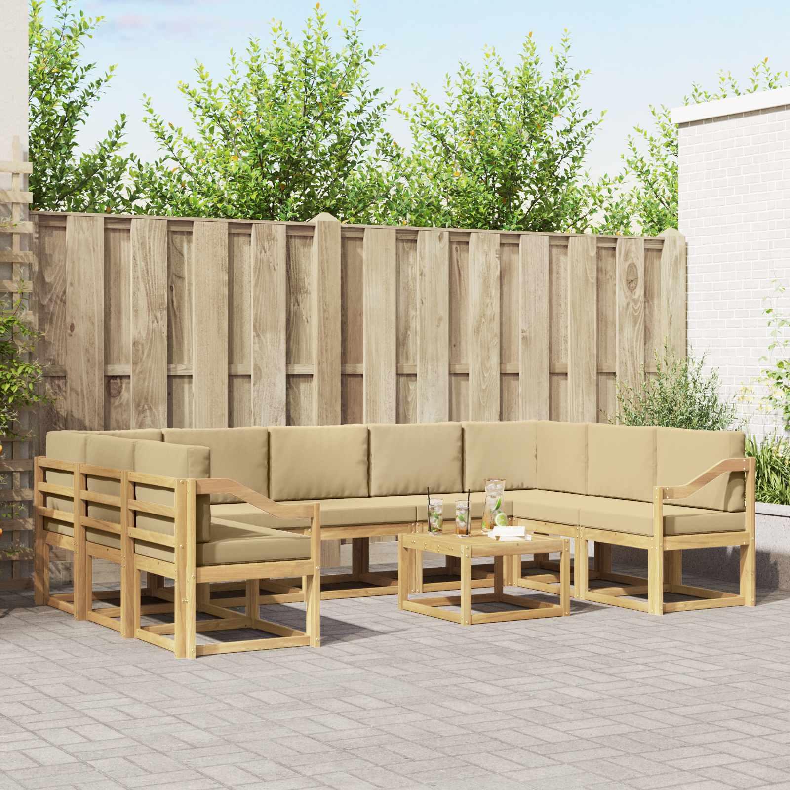 Udendørs sofagruppe 10 stk Hvid og Beige 59 x 59 x 37 cm