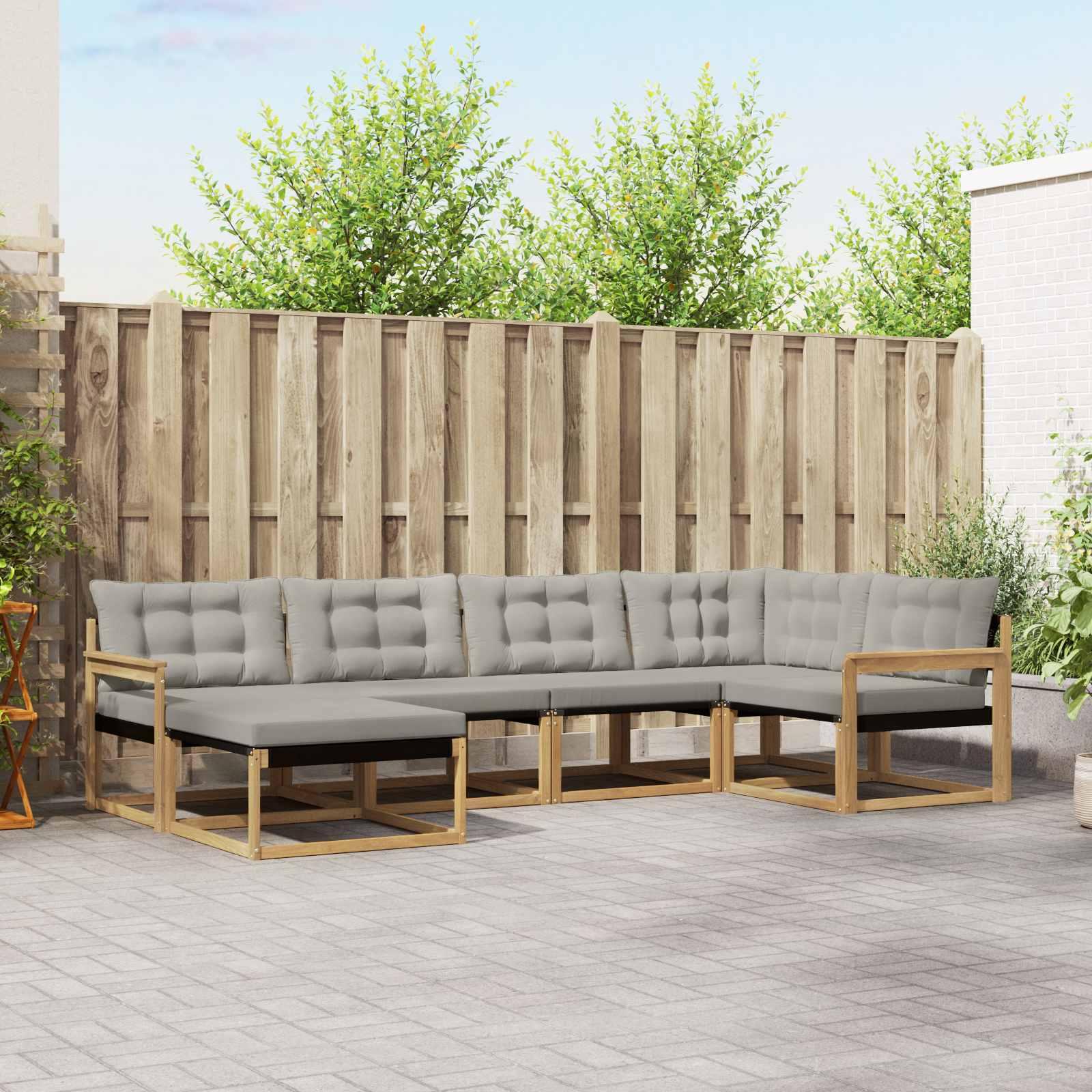 Udendørs sofagruppe 6 stk Hvid og lysegrå 327 x 168,5 x 73 cm