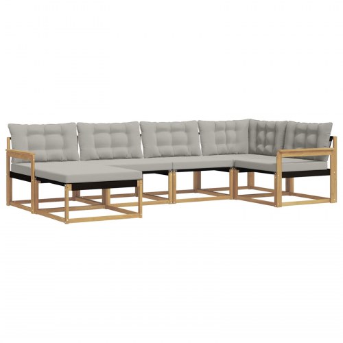 Udendørs sofagruppe 6 stk Hvid og lysegrå 327 x 168,5 x 73 cm