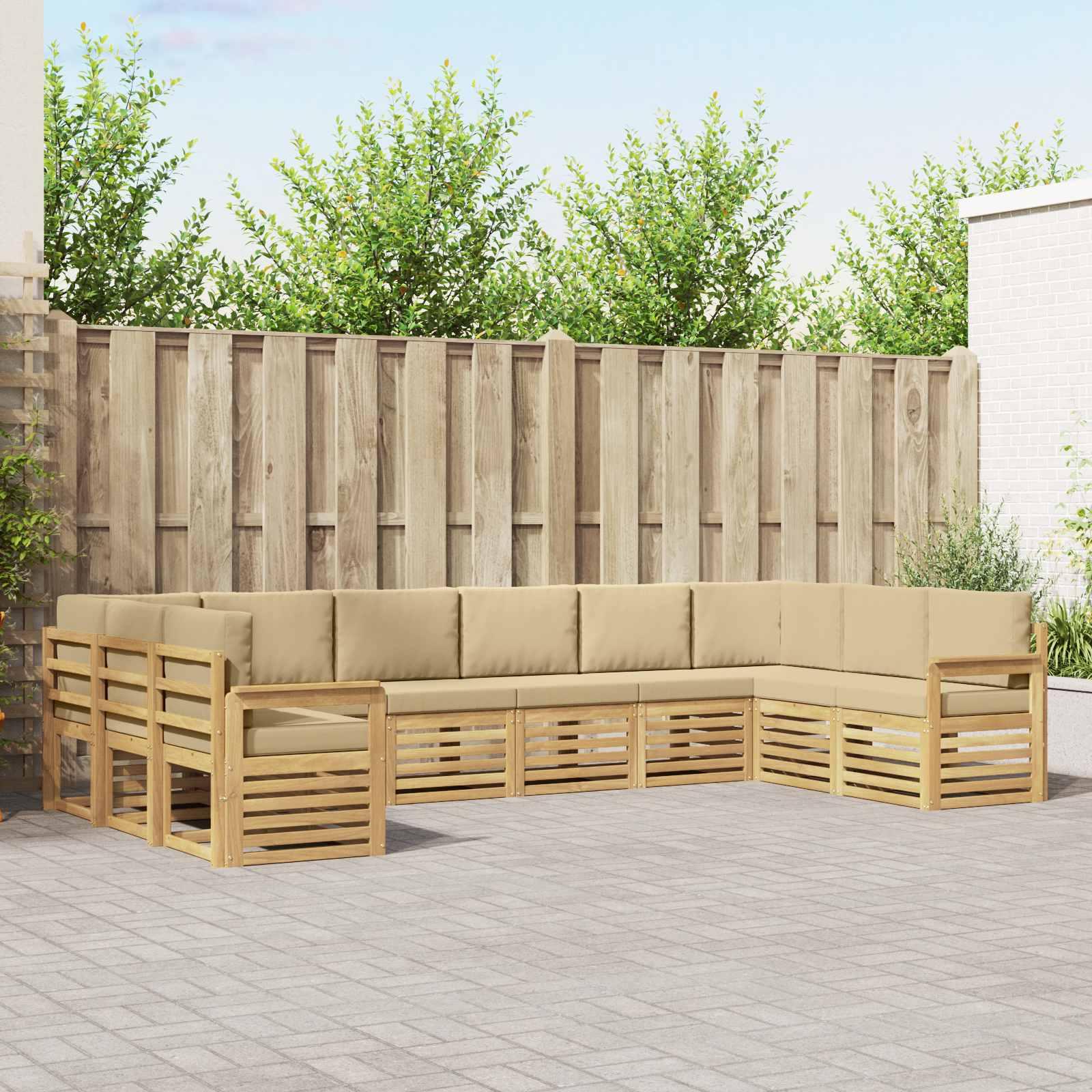 Udendørs sofagruppe 7 stk Hvid og Beige 363 x 187,5 x 73 cm