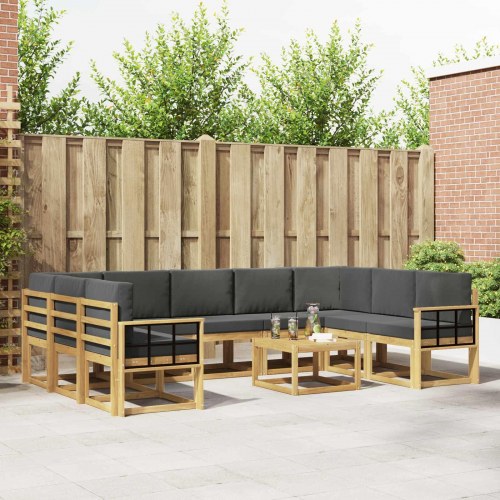 Udendørs sofagruppe 10 stk Hvid og antracit 59 x 59 x 37 cm