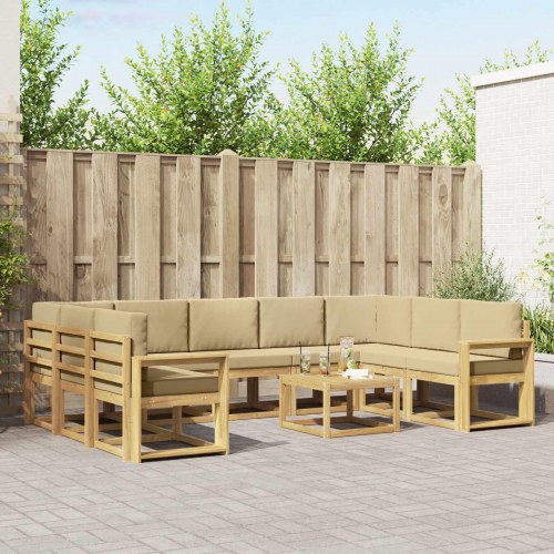 Udendørs sofagruppe 10 stk Hvid og Beige 59 x 59 x 37 cm