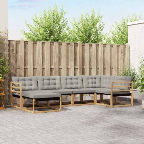 Udendørs sofagruppe 6 stk Hvid og lysegrå 325 x 166,5 x 73 cm