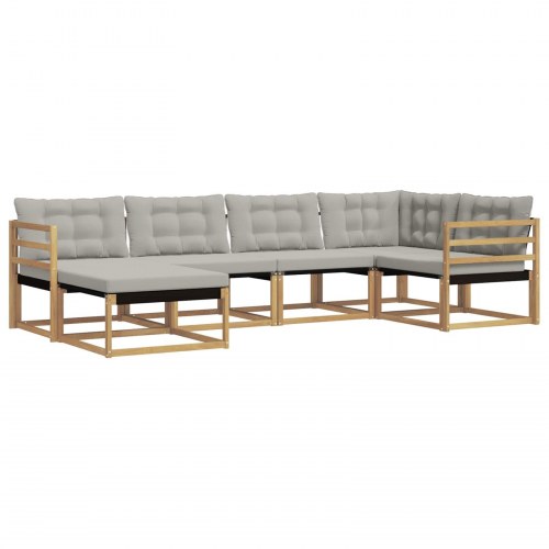 Udendørs sofagruppe 6 stk Hvid og lysegrå 325 x 166,5 x 73 cm