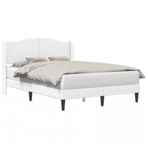 Sengestel med hovedgærde Hvid 140 x 190 cm Kunstlæder