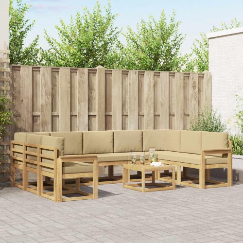 Udendørs sofagruppe 10 stk Hvid og Beige 59 x 59 x 37 cm