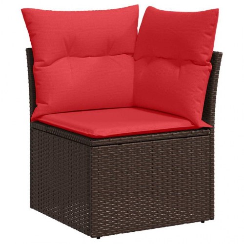 Havesofa Sæt med pude 11 stk Brun og Rød polyrattan