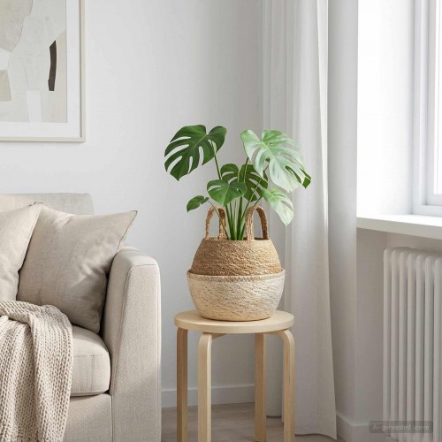 Plantekrukke med håndtag Hvid Ø 22 x 20 cm 100% Søgræs