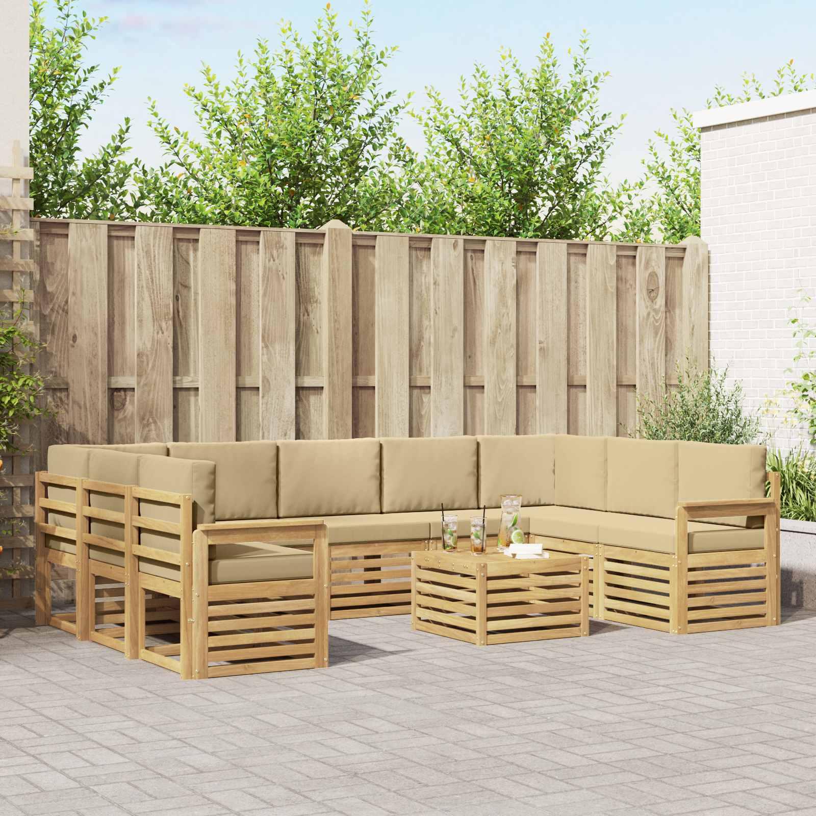Udendørs sofagruppe 8 stk Hvid og Beige 59 x 59 x 37 cm