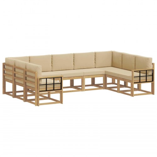 Udendørs sofagruppe med pude 9 stk Hvid og Beige