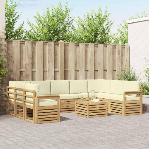 Udendørs sofagruppe 8 stk Hvid og creme 59 x 59 x 37 cm