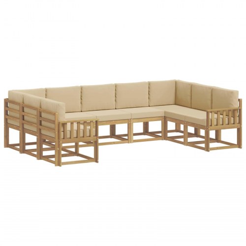 Udendørs sofagruppe med pude 9 stk Hvid og Beige