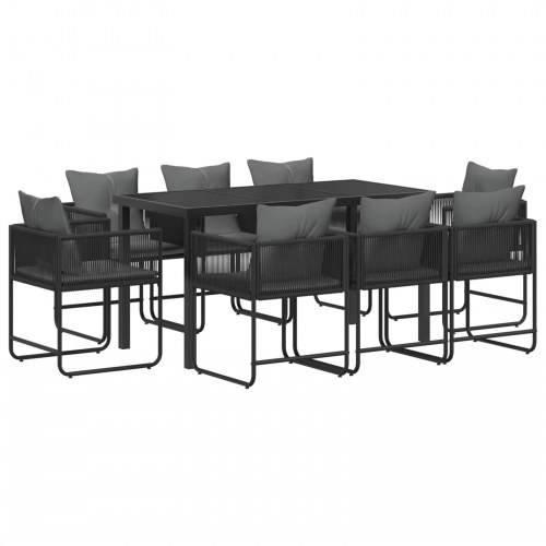 Have Spisebordssæt 9 stk Sort og Anthracit 160 x 80 x 73 cm