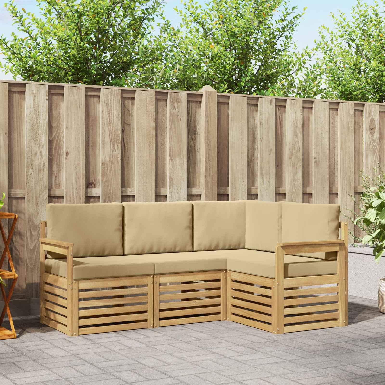 Udendørs sofagruppe 4 stk Hvid og Beige 187,5 x 128,5 x 73 cm