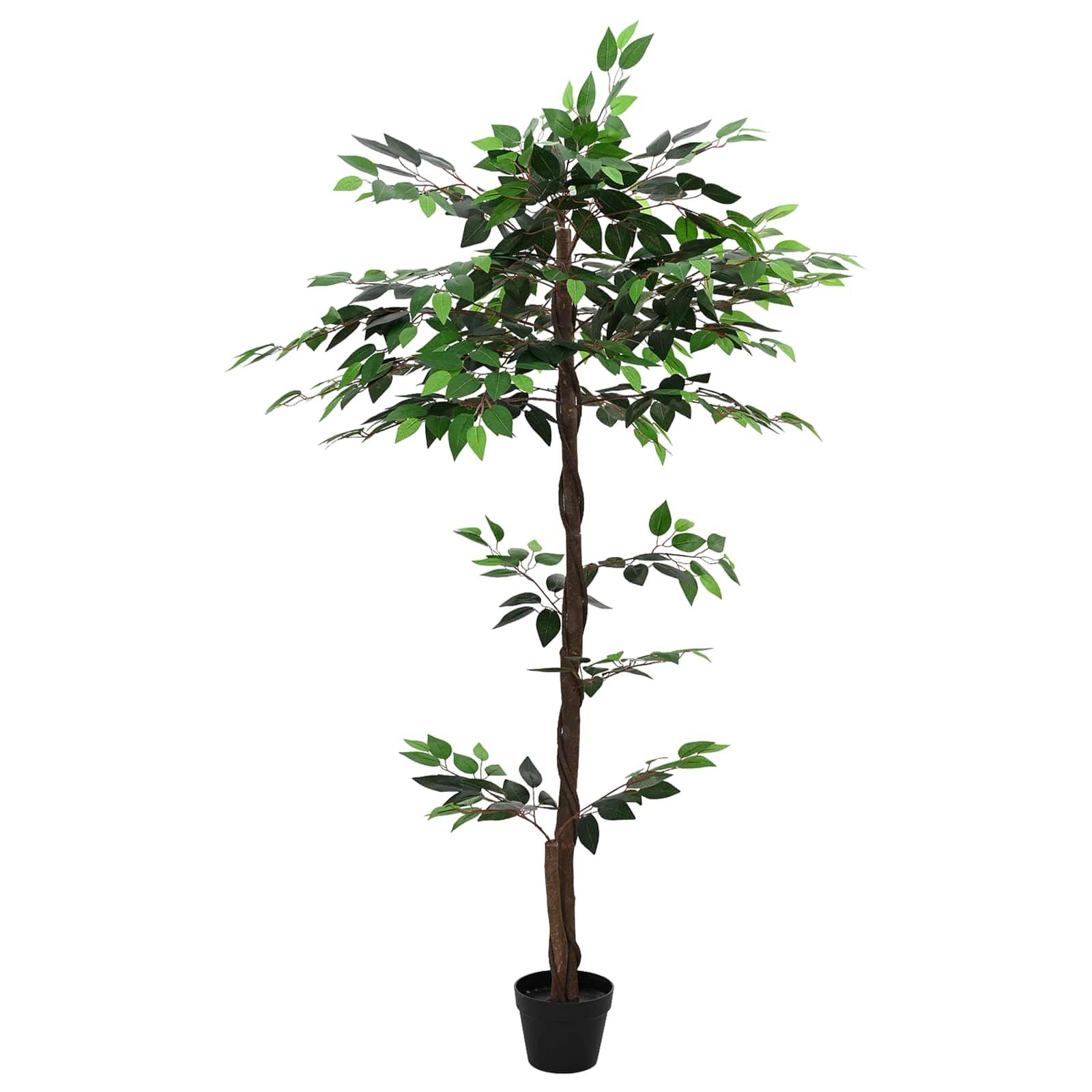 Kunstig Ficus Plante Grøn 85 x 18 x 160 cm Stof og træ billede