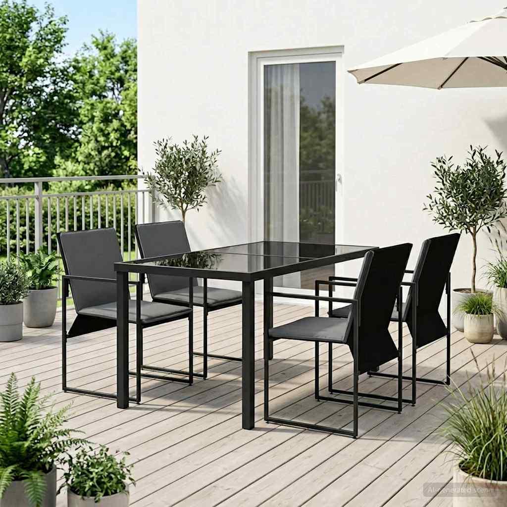Have Spisebordssæt 5 stk Sort og Anthracit 140 x 70 x 73 cm billede